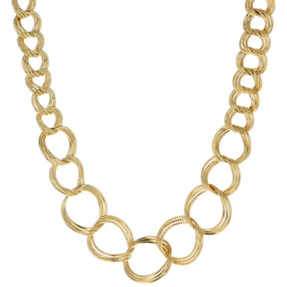 Unique Graduated Garibaldi stamped clasp Italian Link Necklace - Picture 2 of 8